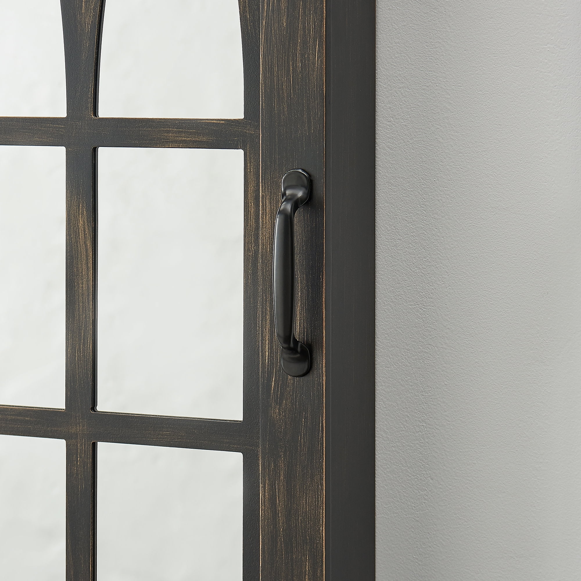FirsTime & Co. Aged Black Farmhouse Arch Mirrored Jewelry Armoire, Farmhouse, Painted, Rectangular,Wood, 14 x 3.75 x 43 in
