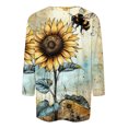 thumbnail image 4 of BangWanChi Womens Summer Tops 3/4 Sleeve Women's Loose Casual Gradient Printed Round Neck 3/4 Sleeves T-Shirt Top, 4 of 5