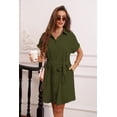 thumbnail image 4 of OHHSHEEN Summer Dresses for Women 2026 – Button Down Shirt Dress with Belt, Casual Knee Length Short Sleeve Midi Dress with Pocket, 4 of 6