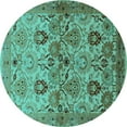 thumbnail image 1 of Ahgly Company Indoor Round Oriental Turquoise Blue Industrial Area Rugs, 3' Round, 1 of 4