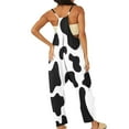 thumbnail image 3 of QATAINLAV Jumpsuits for Women, Cow Print Sleeveless Spaghetti Strap Rompers Summer Casual Wide Leg Jumper Pants 2025 Loose V Neck Overalls with Pockets Ofertas Flash de Hoy Black S, 3 of 6