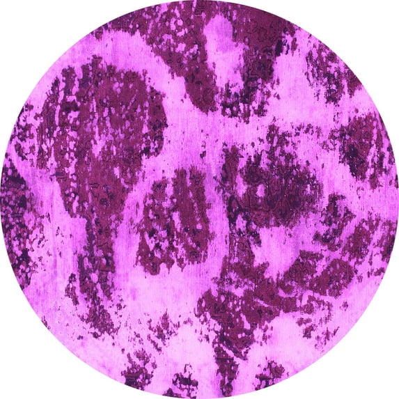 Ahgly Company Indoor Round Abstract Pink Modern Area Rugs, 7' Round