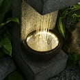 thumbnail image 4 of Water Fountain Modern Tiered Outdoor Fountain with Lights and Stone Planter for Garden, Patio, Backyard, Deck, Porch and Home Art Decor, 4 of 6