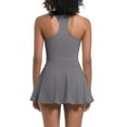 thumbnail image 5 of Kaemgyyd Womens Tennis Dress with Built in Shorts Summer Zipper Front Golf Athletic Dress Stretch Racerback A-Line Mini Dress, 5 of 6