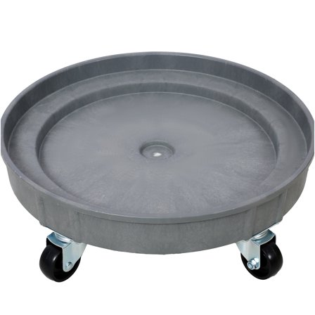 JERFIT Heavy Duty 900 lb Capacity Barrel Dolly Cart for 55 & 30 Gallon Drums, 5 Swivel Caster Wheels, Gray Plastic Platform