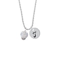 thumbnail image 2 of Delight Jewelry Silvertone Clear AB Crystal Sparkle Spinner Silvertone Script Initial Disc - T - Charm Necklace, 20"+3", 2 of 4