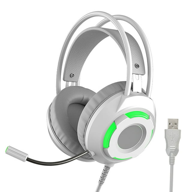 Ajazz AX120 - 7.1 Channel Stereo Gaming Headset Noise Cancelling Over Ear Headphones with Mic Bass Surround Soft Memory Earmuffs 50mm Drivers White