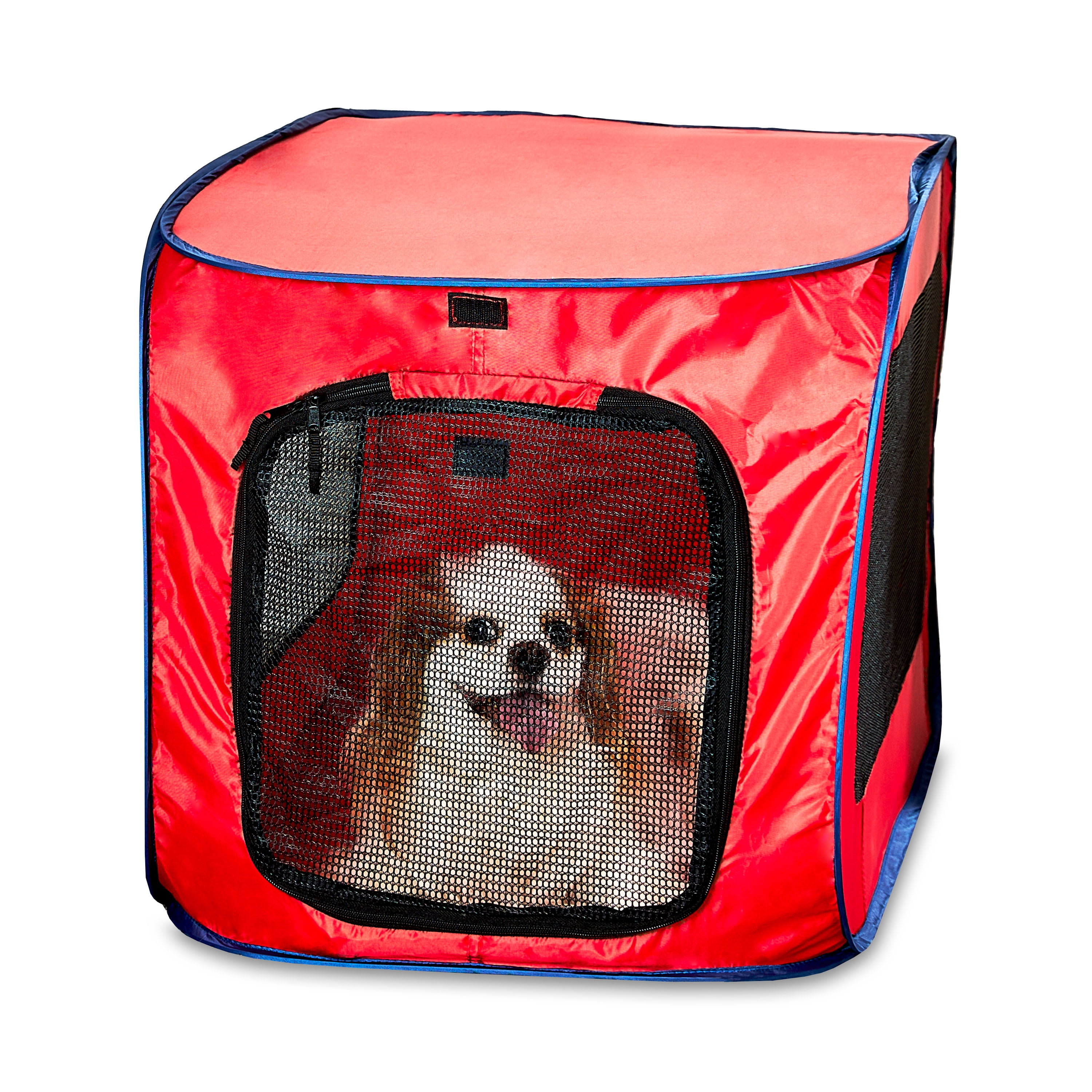 Vibrant Life 32" x 19.5" Soft-Sided Collapsible Pop Open Travel Kennel/Carrier, Dogs, Cats, Small Animals, Medium, Red Walmart.com