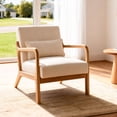 thumbnail image 2 of CQSXDA Mid Century Accent Chair with Upholstery, Solid Wood Frame and Detachable Lumbar  Pillow for Versatile Spaces, Beige, 2 of 12