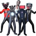 thumbnail image 2 of Skibidi-Disfraz de Cosplay de hombre del baño para adultos y niños, mono con máscara de Halloween, Titan Audio Man Tv Man, 2 of 3