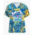 thumbnail image 3 of Camisetas de uniforme de enfermera, camisetas con cuello en V, ropa de hospital de Disney Stitch para mujer, camisetas de verano 2024 con bolsillos para mujer, 3 of 5