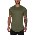 thumbnail image 2 of Men's Summer Solid Color Slim Fit Short Sleeve Round Neck Long Clothes Length Top, 2 of 6