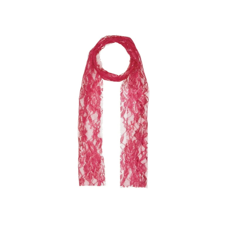 Pink 80s Neon Lace Scarf Costume Accessory Pink 80s Neon Lace Scarf Costume Accessory