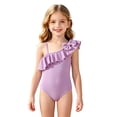 thumbnail image 3 of Lullu Girls Bow Ruffle One Shoulder One-Piece Swimsuit UPF50+ Cute Bathing Suit, Sizes 3-7, 3 of 5