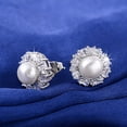 thumbnail image 4 of Baguette Cut Stud Earrings for Women Cubic Zirconia Simulated Pearl Ginger Lyne Collection, 4 of 6