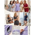 thumbnail image 5 of SHOWMALL Pajamas for Plus Women 2 Piece Short Sleeve Tops and Shorts Lounge Set Soft Sleepwear with Pockets Purple Gray 4X, 5 of 9