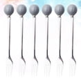 thumbnail image 2 of 6pcs Ceramic Handle Mini Stainless Steel Fork Flatware Tableware for Cake Coffee Dessert (Grey Fork), 2 of 8