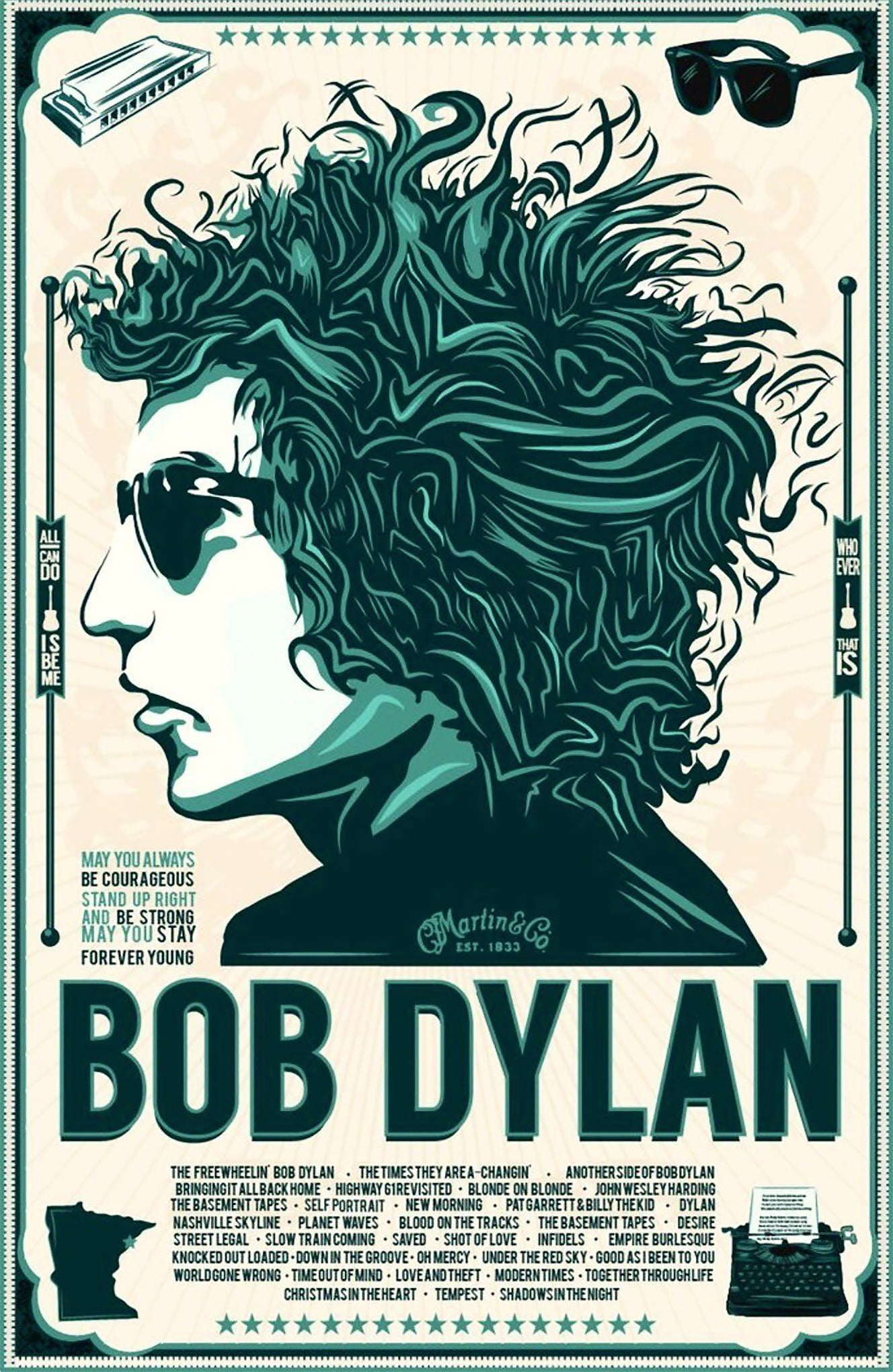 Bob Dylan 24x36 inch rolled wall poster 
