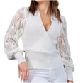 thumbnail image 1 of IROINID Chandail Col en V pour Femmes Couleur Unie Loisirs Mi-Longueur Manches Longues Chandail Creux, 1 of 7