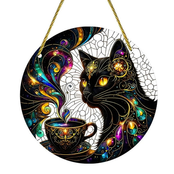 Dark God Cat 2D Acrylic Pendant Window Decoration Home Decoration Hanging Unique Craft Design