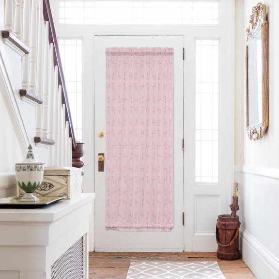 Pink Morocco Door Curtains for Door Window, French Sidelight Front Back Door Curtains With Tieback, Geometric Leaf Diamond Lattice Abstract Kitchen Rod Pocket Drapes Panel, 54"x72"