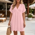 thumbnail image 2 of XuJwPNcy Womens Summer Dresses V Neck Short Sleeve Tshirt Dress Flowy Knee Length Beach Dresses Travel Vacation Outfits, 2 of 7