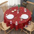 thumbnail image 3 of Red Christmas Snowman Pattern Round Tablecloth 60"x60",Wrinkle Wipeable Table Cloth for Kitchen Dining Room Picnic Patio Party, 3 of 6