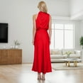 thumbnail image 5 of formal Dresses for Women Prom Dress Elegant Women's Fashion Sexy Solid Color Bodycon Round Neck Short Sleeve Casual Long Dress, 5 of 6