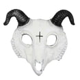 thumbnail image 1 of Goat Mask Halloween Costume Party Animal Head Mask Ram Horn Head Mask Horn Demon Face Cover Cosplay Costume, 1 of 5