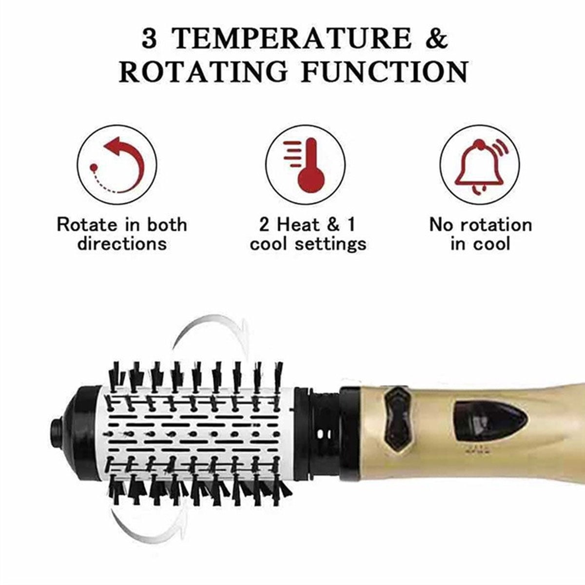 Yiliangx 3-in-1 Hot Air Styler and Rotating Hair Dryer, 2 Interchangeable Brushes for Dry and Wet Hair(Glod)