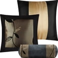 thumbnail image 6 of Lanco Black Flower Faux Silk 7 Piece Comforter Set, Bronze, California King, Leaves, 100% Polyester & Fill, 6 of 8