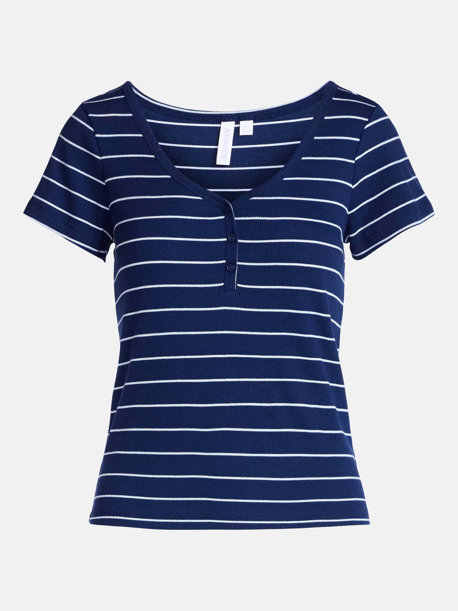 Joyspun Women’s Modal Blend Ribbed Henley Sleep Top, Sizes XS-3X