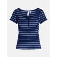 thumbnail image 6 of Joyspun Women’s Modal Blend Ribbed Henley Sleep Top, Sizes XS-3X, 6 of 6