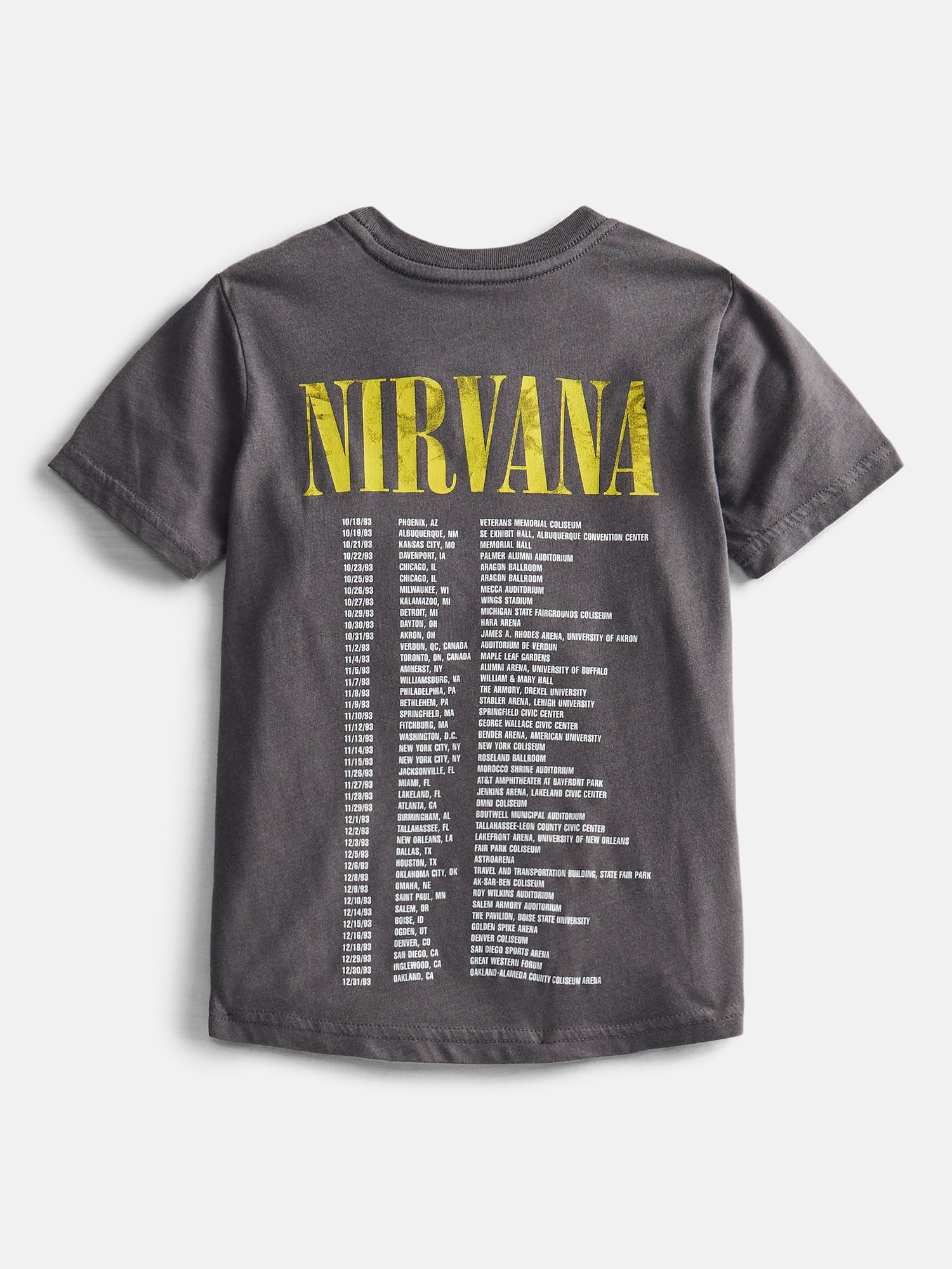 Nirvana Boys' Front Back Graphic Tour Tee with Short Sleeves, Sizes 4-18