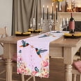 thumbnail image 2 of Table Runners 72 Inches Long Dress Scarves, Pink Flower Farmhouse Kitchen/Dining Table Runner, Coffee Tablerunners, Spring Floral Elegant Butterflies Birds Farmhouse 18x72 Inch, 2 of 9