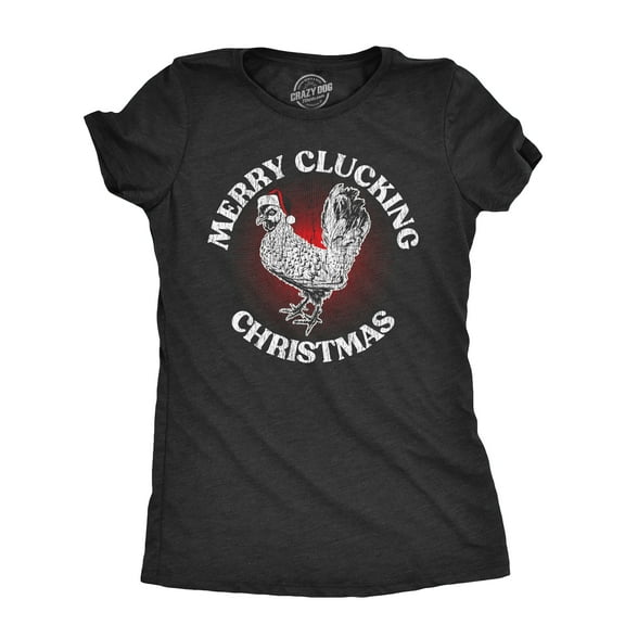 Womens Merry Clucking Christmas T Shirt Funny Xmas Rooster Chicken Joke Tee for Ladies Womens Graphic Tees