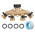 thumbnail image 1 of Shisuyan Brass Hose Connector 4 Way Hose Splitter Golden 1 Set, 1 of 8