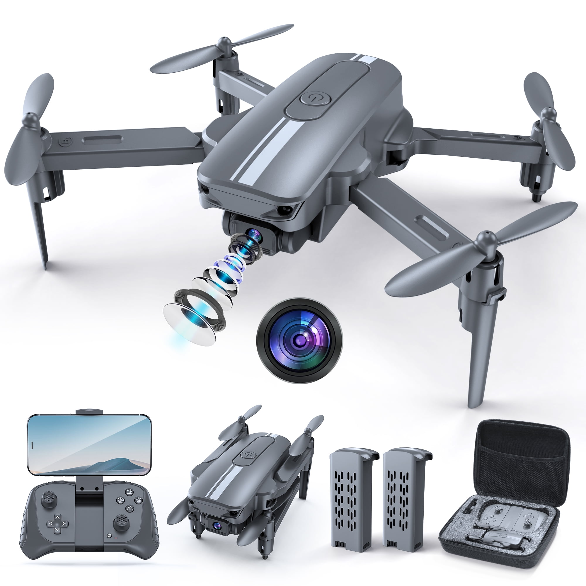 S17 Drone with 4K HD Camera, Foldable Mini Drone for Adults Kids, RC Quadcopter with  2 BatteriesAltitude Hold,  3D Flips