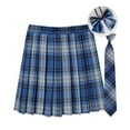 thumbnail image 2 of Women Classic Plaid Skirts Trendy Pleated A-Line Uniform Mini Skirt with Bow Ties and Ties, 2 of 4