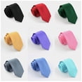 thumbnail image 2 of Corbata estrecha formal de rayas oscuras de moda de color sólido para hombre, corbata pequeña informal de negocios negra para boda, 2 of 5