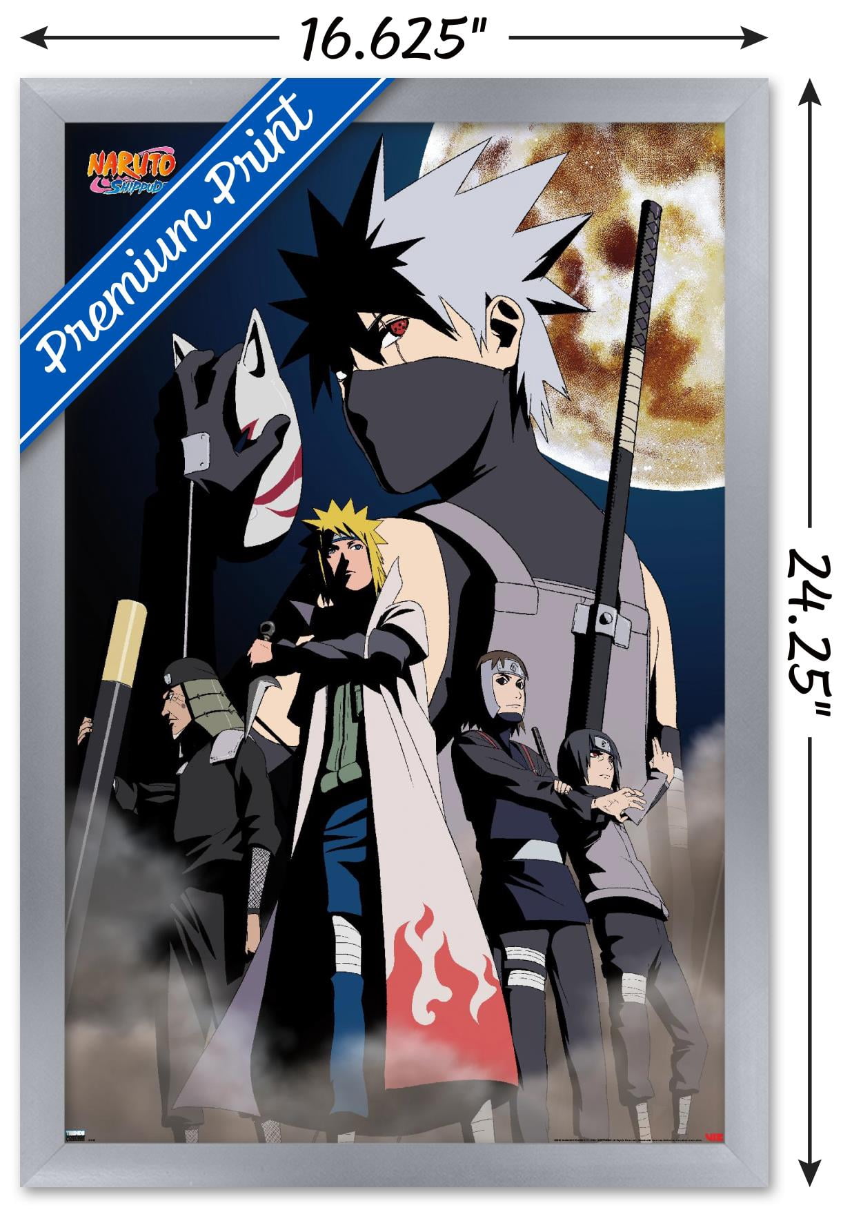 Naruto Shippuden - Kakashi Key Art Wall Poster, 14.725" x 22.375" Framed