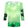 thumbnail image 5 of successthop Green Womens Tops 3/4 Sleeve St Patricks Day Plus Size Crew Neck Polyester Casual St. Patricks Day Blouse Tops for Irish Themed Gifts 5XL, 5 of 5