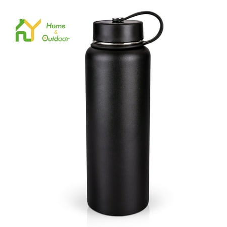 

S.Y Home&Outdoor Insulated Water Bottle Wide Mouth Stainless Steel Vacuum Insulated Travel Sports Water Bottle BPA Free Waterproof - 40oz Black