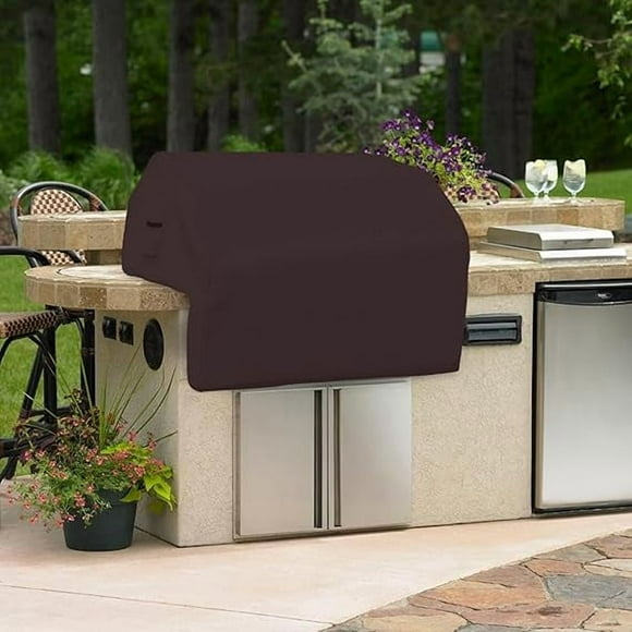 Covers & all Built in Grill Cover 12 Oz Waterproof, 100% Weather Resistant Built in BBQ Cover with Air Pocket & Elastic for Snug Fit (36" W x 26" D x 24" H, Black)