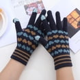thumbnail image 2 of Otqutp Women's Cold Weather Mittens Gloves Warm Stretch Knitted Gloves Mittens Winter Keep Warm Knitting Heart Printing Golves Students Outdoor Riding Hiking Mittens(Navy,One Size), 2 of 4