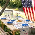 thumbnail image 2 of Table Runner Dresser Scarves 108 Inch Long,Independence Day Stars Stripe Linen Dining Table Runners USA Flag on Vintage Linen Tabletop Scarf for Wedding Holiday Party Kitchen, 2 of 7