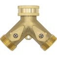 thumbnail image 1 of Distribuidor en Y de 2 vías, macho de 3/4", de latón, con válvulas de cierre., 1 of 3