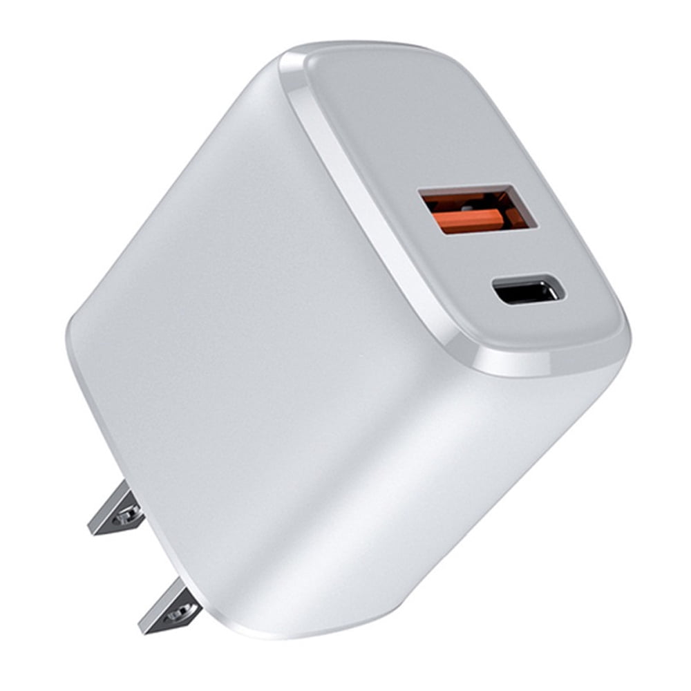 4-Pack Dual Port USB-C Wall Plug-in USB Charger, Borz 20W Power Delivery + QC3.0 USB A Double Port Fast Charging Block for iPhone 14 13 12 Pro Max 14 Pro 12 Mini 14 11 Pro Max 14 Plus 11 SE X XS Cube