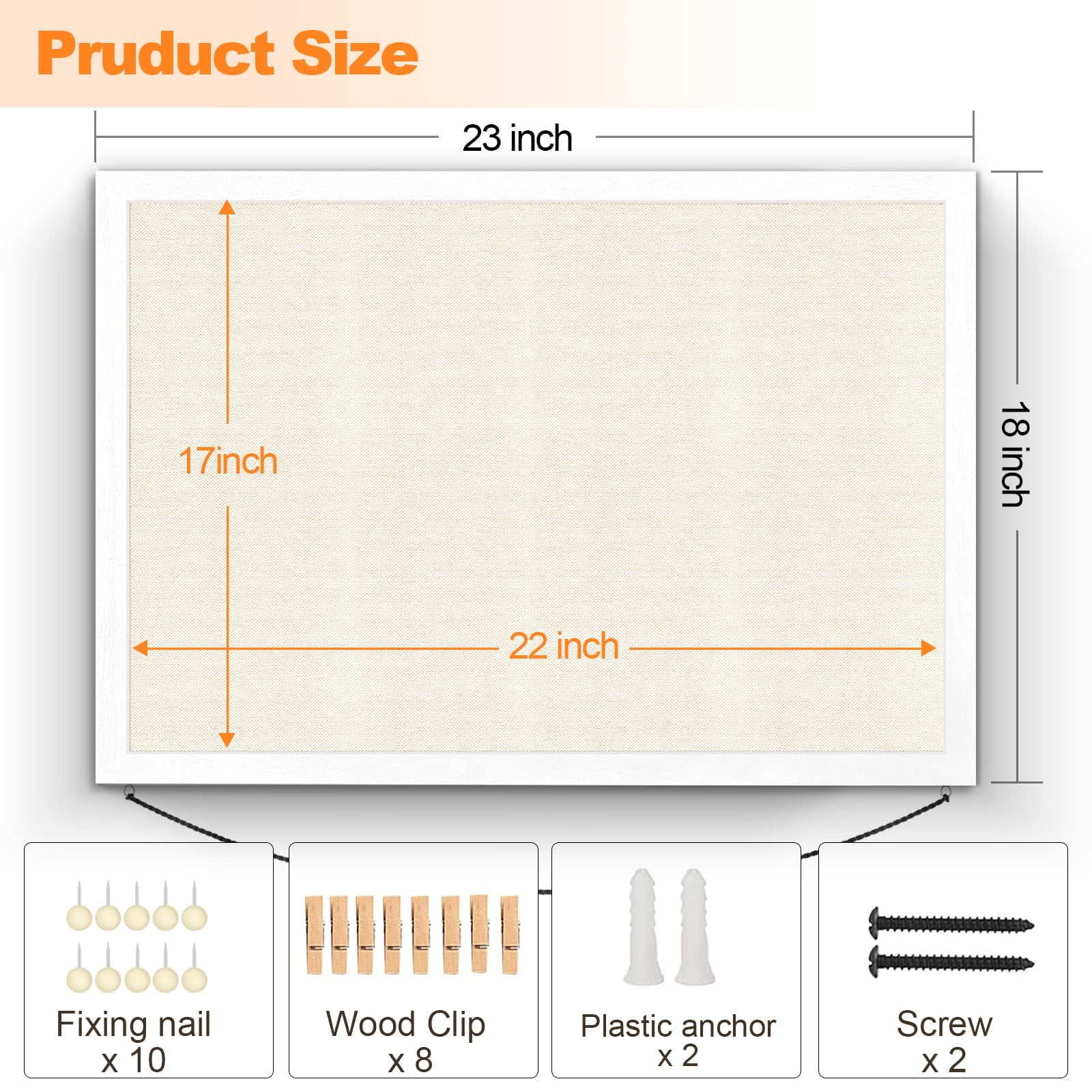 Sfugno Bulletin Board Wooden Frame Cork Board 23"x18" Corkboards for Wall and Office Decor for Girls Room, Office, Bedroom,Room, White