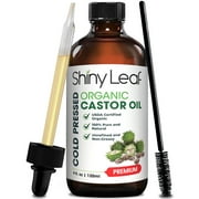Organic Castor Oil For Hair Growth and Eyelashes 4 OZ - Promotes Skin & Scalp Health, 100% Pure - Shiny Leaf